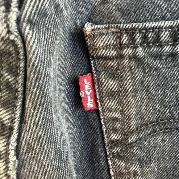 Levi's Premium Black 501 Spliced Straight Leg Color Block Raw Hem Jeans Sz 26/30 - Picture 8 of 10